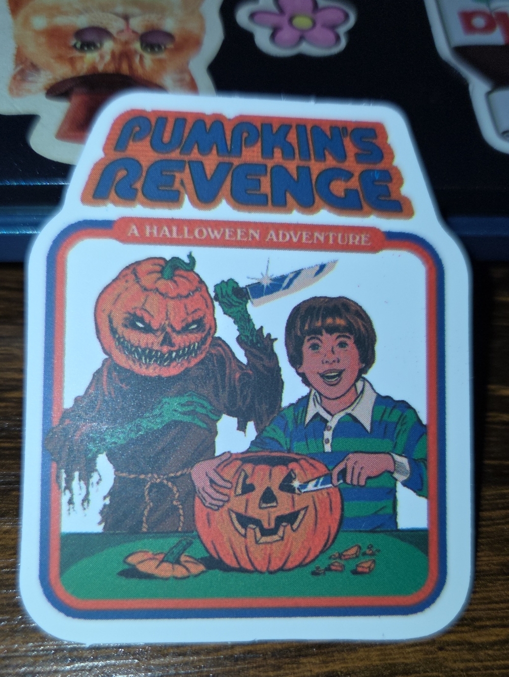 Pumpkin's Revenge Halloween Sticker - Orange/Green